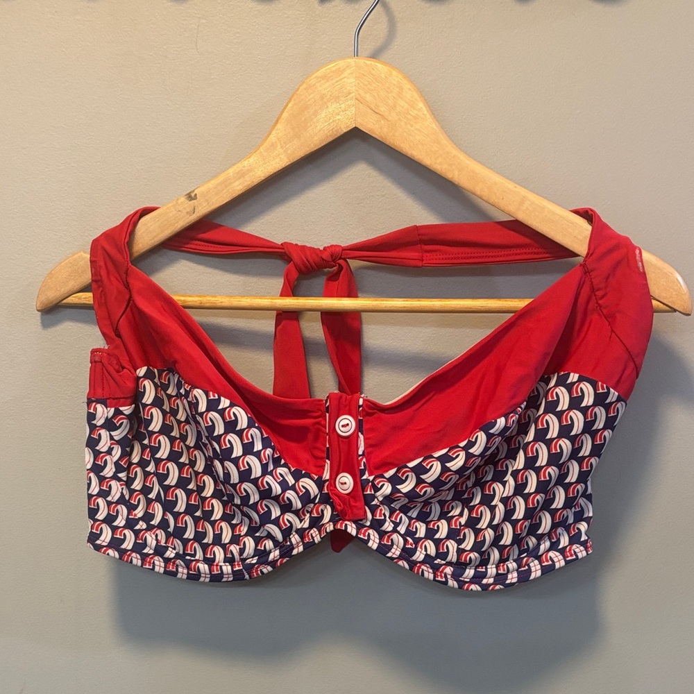 Panache Red and Blue underwire bikini top